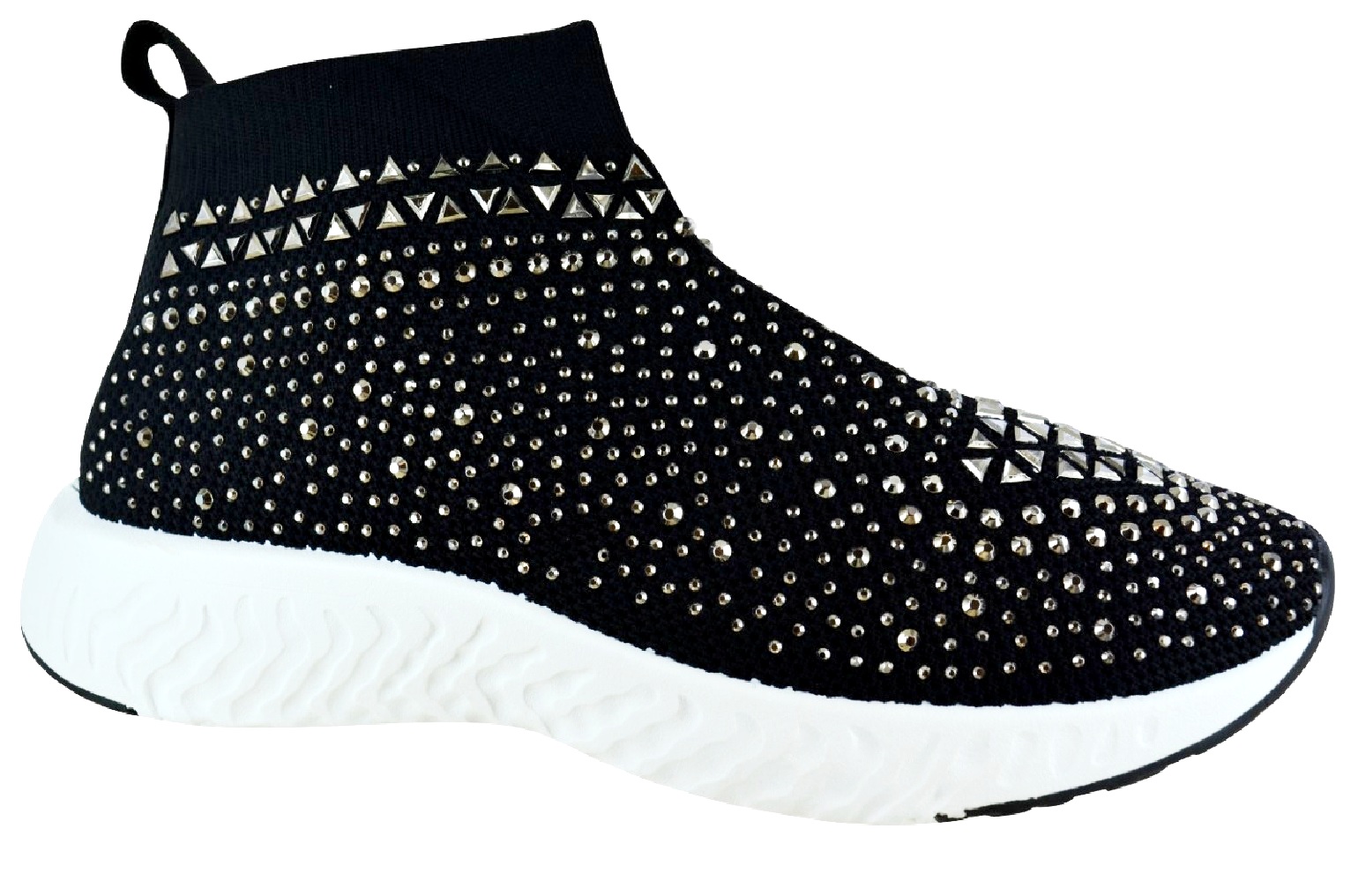 black sparkly sock trainers